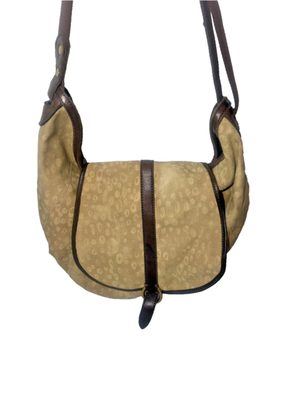 Vtg y2k Lucky Brand large hobo leather/canvas animal print ombre dyed bag